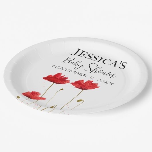 ケシの花ケシ赤ちゃんシャワーワイルドフラワーガール ペーパープレート (アングル)