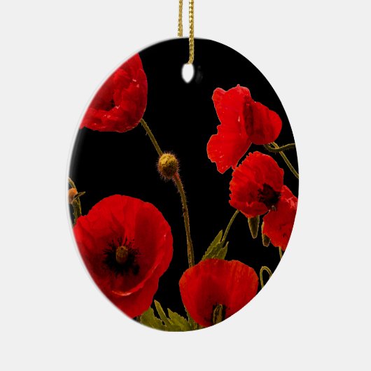 ケシの花レッドブラックウォーター色フローラケシ セラミックオーナメント (右)