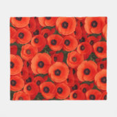 ケシの花柄 フリースブランケット (正面(横))