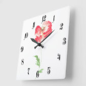 ケシの花 スクエア壁時計 (傾斜)