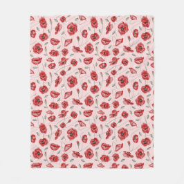 ケシの花 フリースブランケット