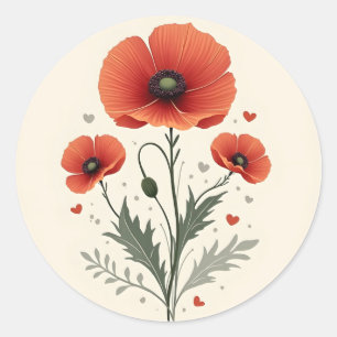 ケシの花 ラウンドシール