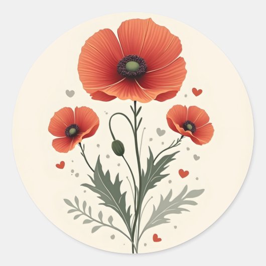 ケシの花 ラウンドシール (正面)