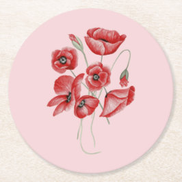ケシの花 ラウンドペーパーコースター