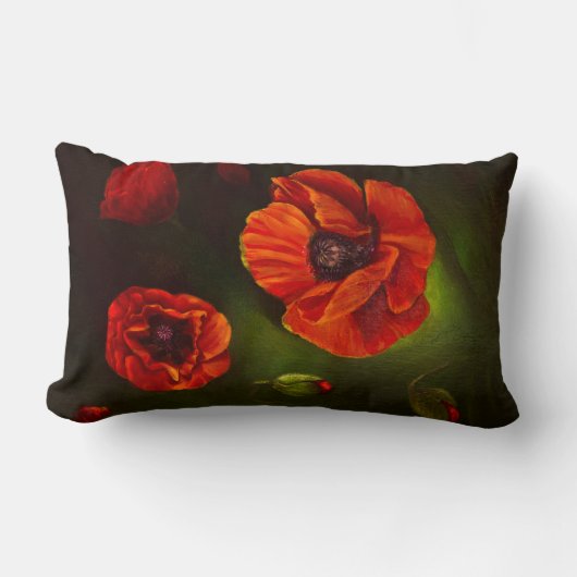 ケシの花 ランバークッション (正面)