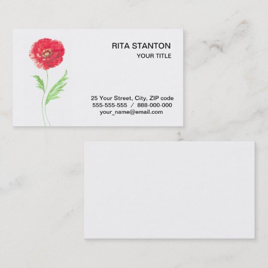 ケシの花 名刺 (正面/裏面)