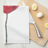 ケシの花、水彩画 キッチンタオル (四つ折り)