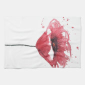 ケシの花、水彩画 キッチンタオル (横)