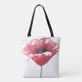 ケシの花、水彩画 トートバッグ (裏面)