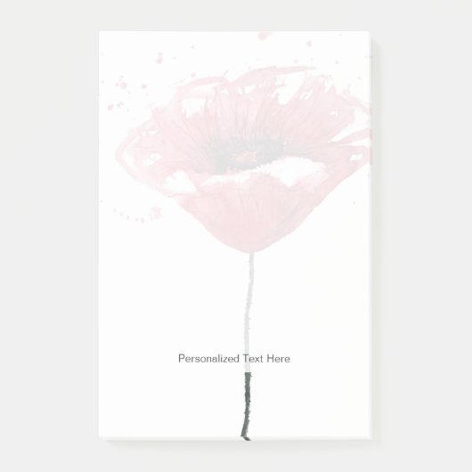 ケシの花、水彩画 ポストイット (正面)