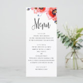 ケシの花。水彩赤フローラ結婚ズ メニュー (スタンド正面)