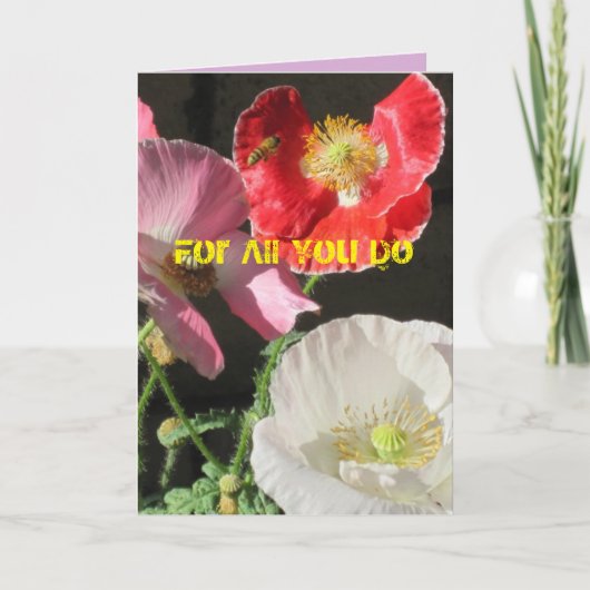 ケシの蜂の感謝カード サンキューカード (正面)