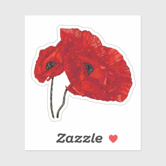 ケシの赤い花 シール (シート)