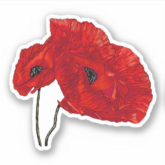 ケシの赤い花 シール (正面)