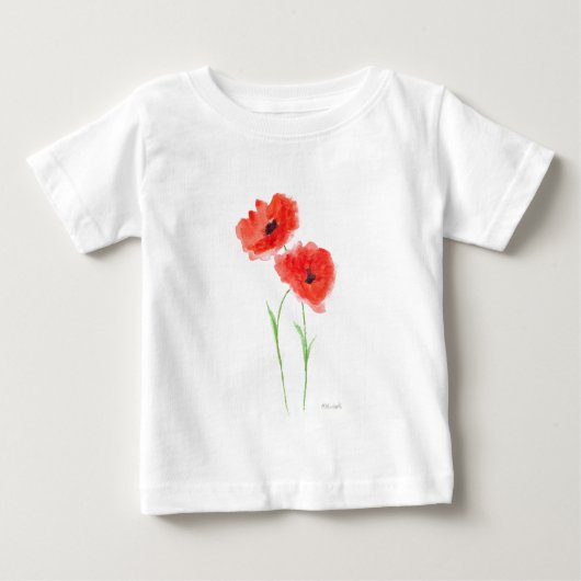 ケシの赤い花 ベビーTシャツ (正面)