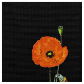 ケシの赤い黒いフローラ ファブリック (クローズアップ)