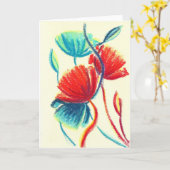 ケシの赤く青い挨拶状 カード (黄色い花)