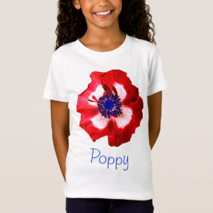 ケシの赤白青の一流の」女の子のTシャツ Tシャツ