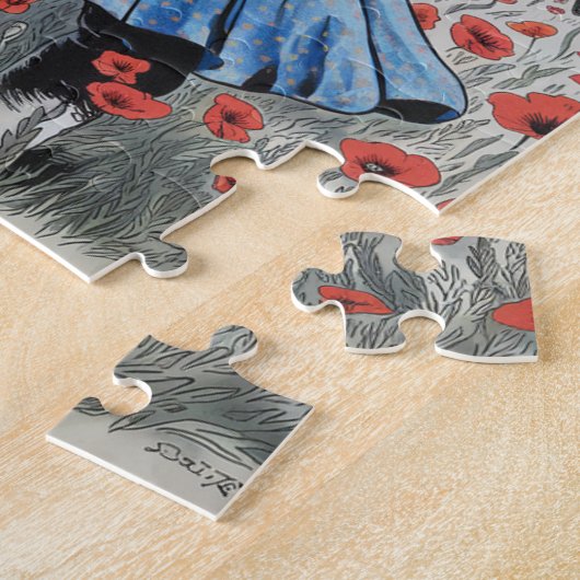 ケシの青いドレス歩くの宇宙飛行士 ジグソーパズル (側面)