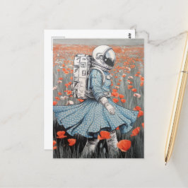 ケシの青いドレス歩くの宇宙飛行士 ポストカード