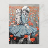 ケシの青いドレス歩くの宇宙飛行士 ポストカード (正面)