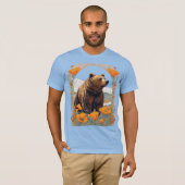 ケシの風景の中のカリフォルニアの熊 Tシャツ (正面フル)
