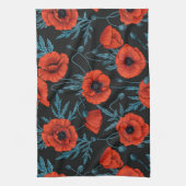 ケシの黒は赤と青 キッチンタオル (縦)