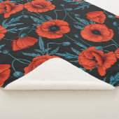 ケシの黒は赤と青 シェルパブランケット (3/4)