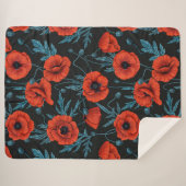 ケシの黒は赤と青 シェルパブランケット (正面(横))