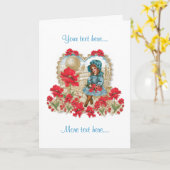 ケシの~カードを持つ女の子 カード (黄色い花)