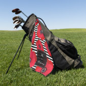 ケシは及び-モノグラムを縞で飾ります ゴルフタオル (グリーン)