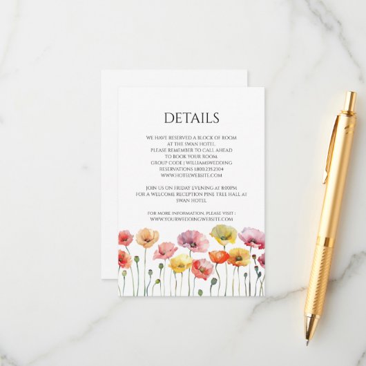 ケシカラフルキの野結婚花の囲い エンクロージャーカード (正面/裏面インサイチュ)