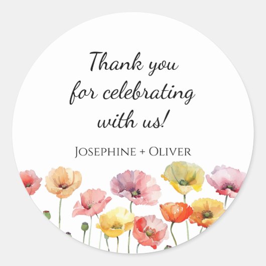 ケシカラフルキの野結婚花 ラウンドシール (正面)