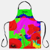 ケシカラフルフローラアート名前をカスタムする エプロン (正面)