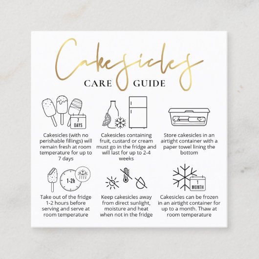 ケシクルズホワイト&金ゴールドモダンベーカリー気にガイド スクエア名刺 (正面)