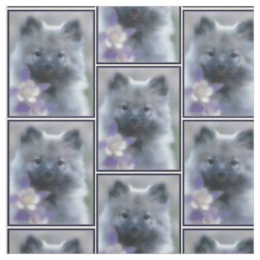 ケシャンドとオダマキ（植物） – 犬の写真 ファブリック (見本)