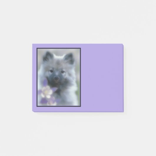 ケシャンドとオダマキ(植物) – 犬の写真 ポストイット (正面)