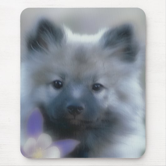ケシャンドとオダマキ(植物) – 犬の写真 マウスパッド (正面)