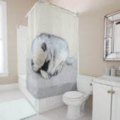 ケシャンドスリーピングパピー絵画ズオリジナルドッグアート シャワーカーテン (インサイチュ)