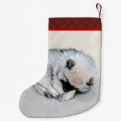 ケシャンドスリーピングパピー絵画ズオリジナルドッグアート スモールクリスマスストッキング (裏面)