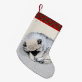 ケシャンドスリーピングパピー絵画ズオリジナルドッグアート スモールクリスマスストッキング (正面 (吊り時))