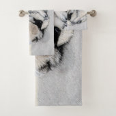 ケシャンドスリーピングパピー絵画ズオリジナルドッグアート バスタオルセット (インサイチュ)