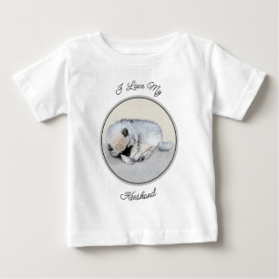ケシャンドスリーピングパピー絵画ズオリジナルドッグアート ベビーTシャツ
