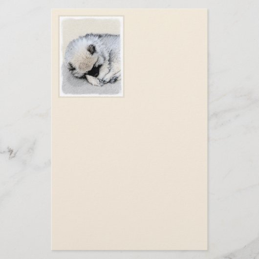 ケシャンドスリーピングパピー絵画ズオリジナルドッグアート 便箋 (正面)