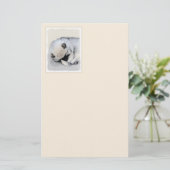 ケシャンドスリーピングパピー絵画ズオリジナルドッグアート 便箋 (スタンド正面)