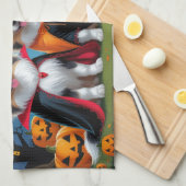 ケシャンドドッグスパンプキンハロウィンおもしろい キッチンタオル (四つ折り)