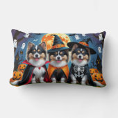 ケシャンドドッグスパンプキンハロウィンおもしろい ランバークッション (正面)