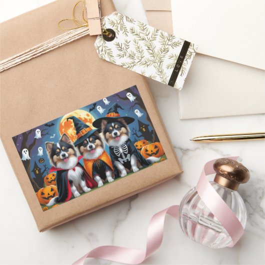 ケシャンドドッグスパンプキンハロウィンおもしろい 長方形シール (ギフト)