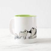 ケシャンドファミリーとブルーソックス |かわいいキーズドッグ ツートーンマグカップ (正面左)