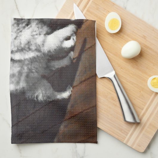 ケシャンドプレイタイ絵画ムのアイテム – かわいいオリジナルドッグアート キッチンタオル (四つ折り)